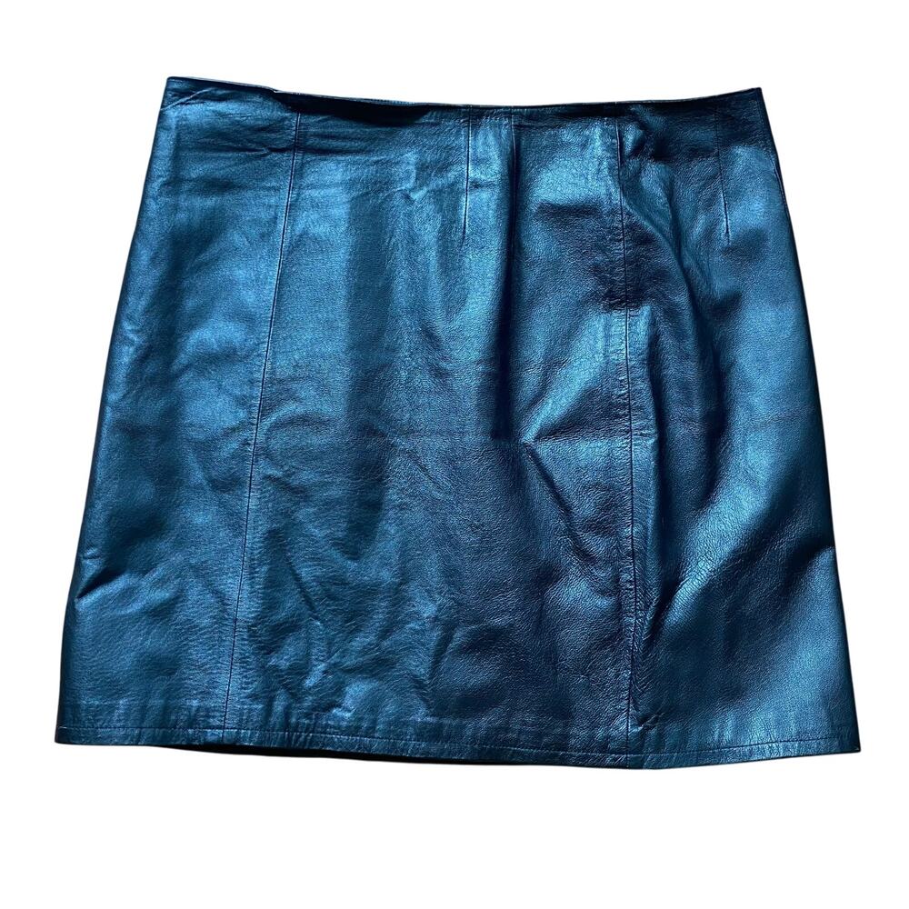 Plus Size 22//Vintage 90s Leather Mini Skirt